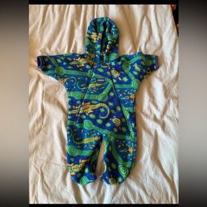 Rare Patagonia  Bluegrass Crocodile  Fleece synchilla zip up onesie USA 90s Kids